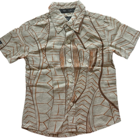 Tanoa Samoa Button Down Shirt Size 4T Tan Brown - Picture 1 of 3